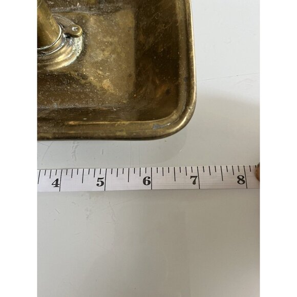 Antique Brass Pushup Candle Chamberstick Colonial Rectangular Base Finger Holder - Picture 7 of 9
